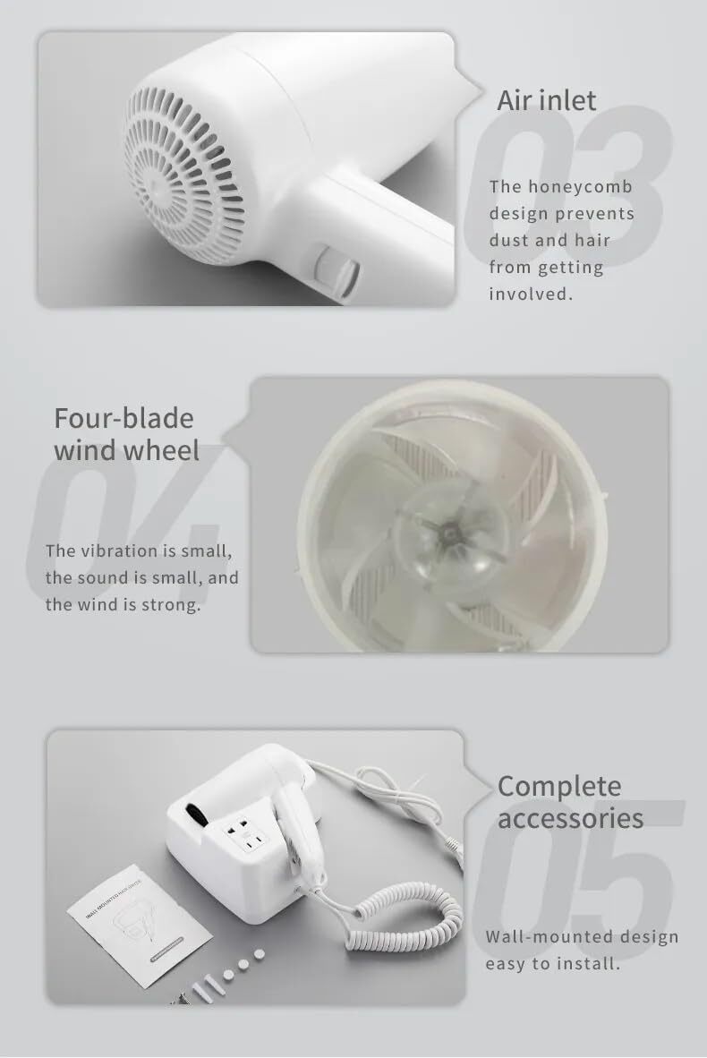  جزئیات سشوار دیواری هتلی 