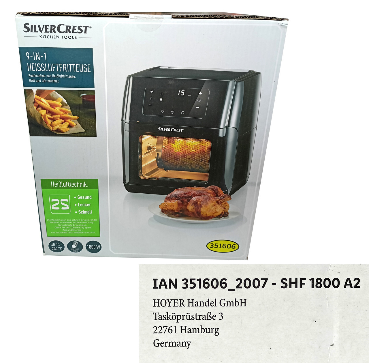  هواپز ( سرخ کن بدون روغن ) SilverCrest SHF 1800 A2 9in1 کارتون 